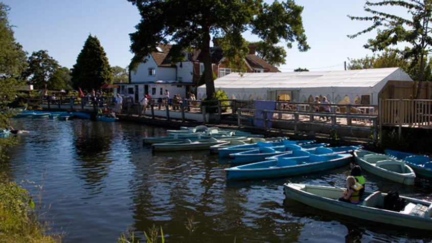 Wedding marquee next to the River Ouse